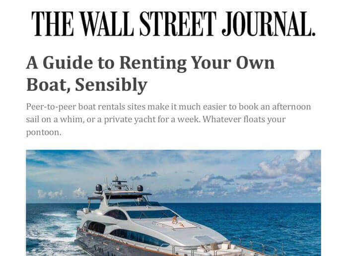 Boatsetter Featured in the Wall Street Journal